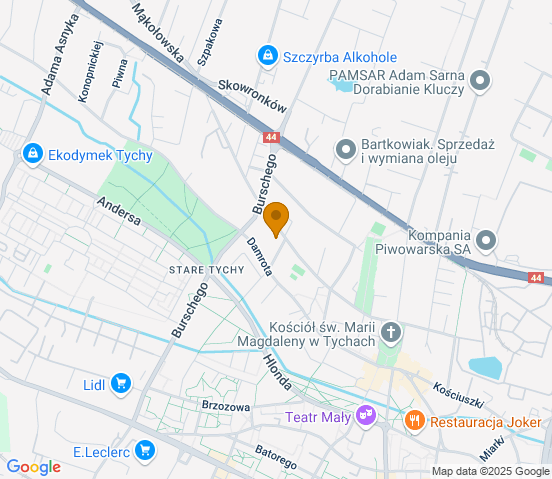 Mapa dojazdu do warsztatu samochodowego w miejscowości Tychy