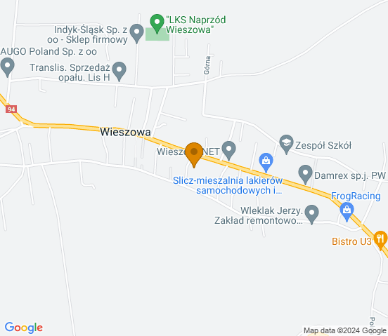 Mapa dojazdu do warsztatu samochodowego w miejscowości Wieszowa