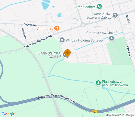 Mapa dojazdu do warsztatu samochodowego w miejscowości Zabrze