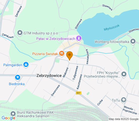 Mapa dojazdu do warsztatu samochodowego w miejscowości Zebrzydowice