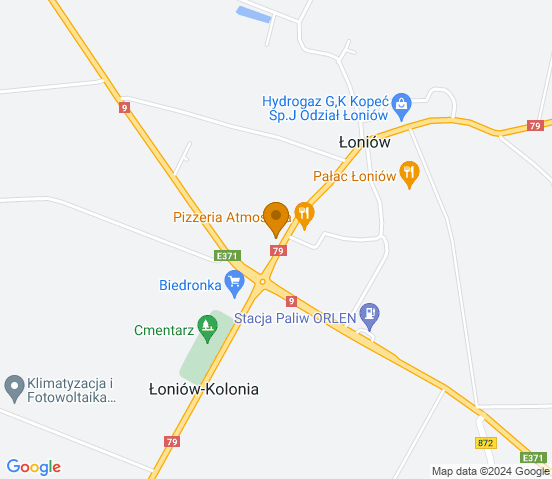 Mapa dojazdu do warsztatu samochodowego w miejscowości Łoniów-Kolonia