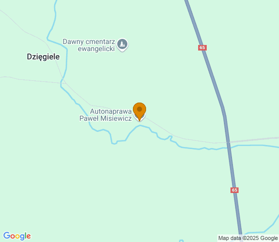 Mapa dojazdu do warsztatu samochodowego w miejscowości Dzięgiele