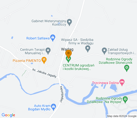 Mapa dojazdu do warsztatu samochodowego w miejscowości Wadąg