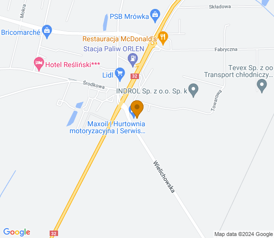 Mapa dojazdu do warsztatu samochodowego w miejscowości Grodzisk Wielkopolski