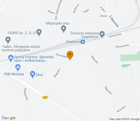 Mapa dojazdu do warsztatu samochodowego w miejscowości Opalenica