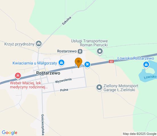 Mapa dojazdu do warsztatu samochodowego w miejscowości Rostarzewo