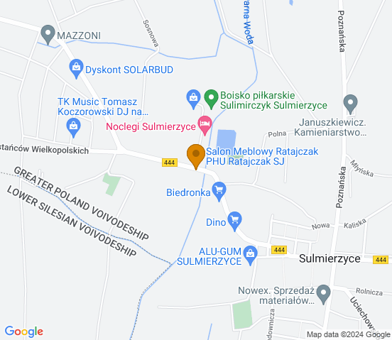 Mapa dojazdu do warsztatu samochodowego w miejscowości Sulmierzyce
