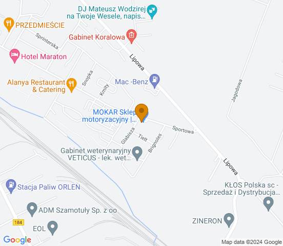 Mapa dojazdu do warsztatu samochodowego w miejscowości Szamotuły