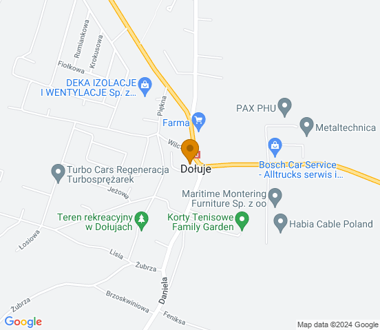 Mapa dojazdu do warsztatu samochodowego w miejscowości Dołuje
